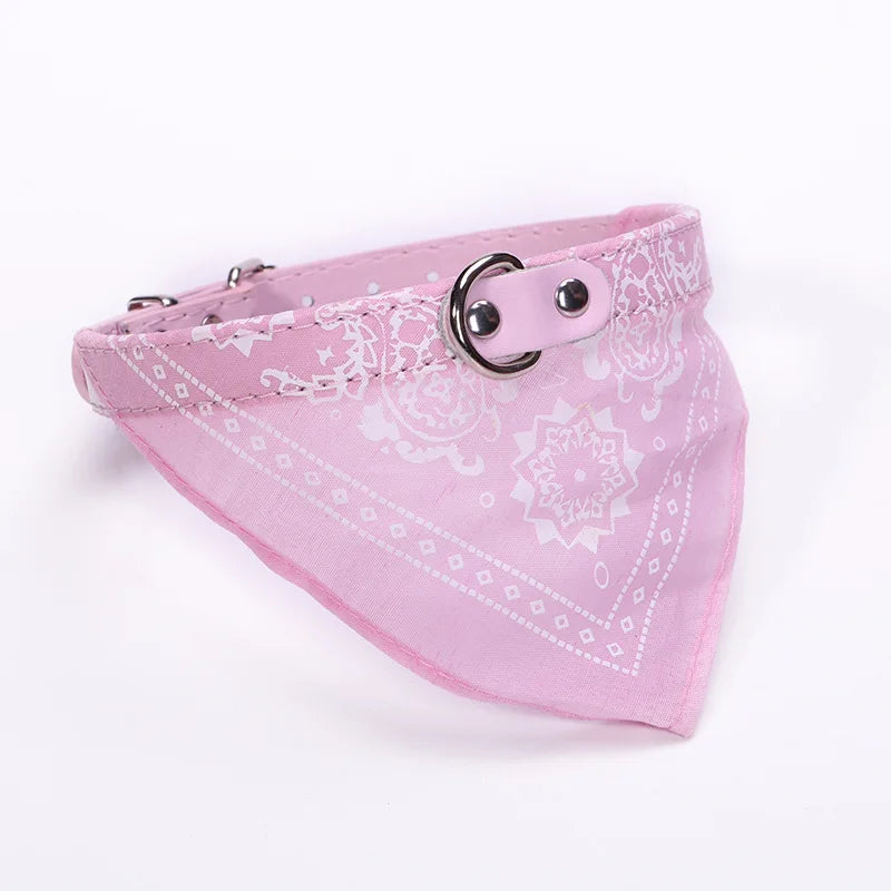 Pink bandana with white patterns on a white background