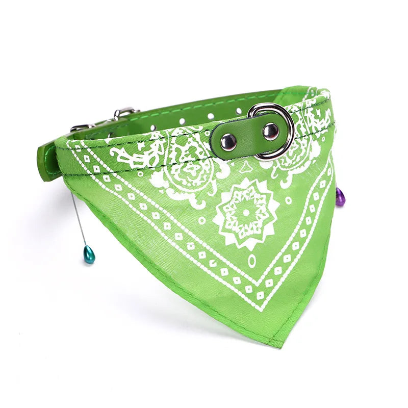 Green bandana with white patterns on a white background