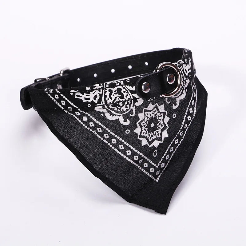 Black bandana with white patterns on a white background