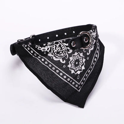 Black bandana with white patterns on a white background