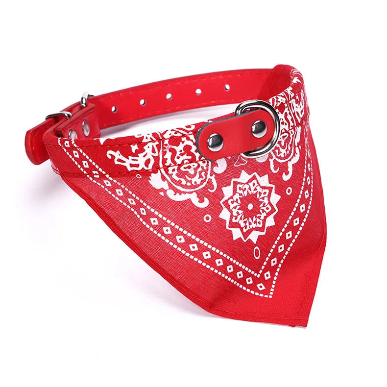 Red bandana with white patterns on a white background