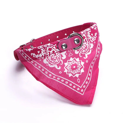 Pink bandana with white patterns on a white background