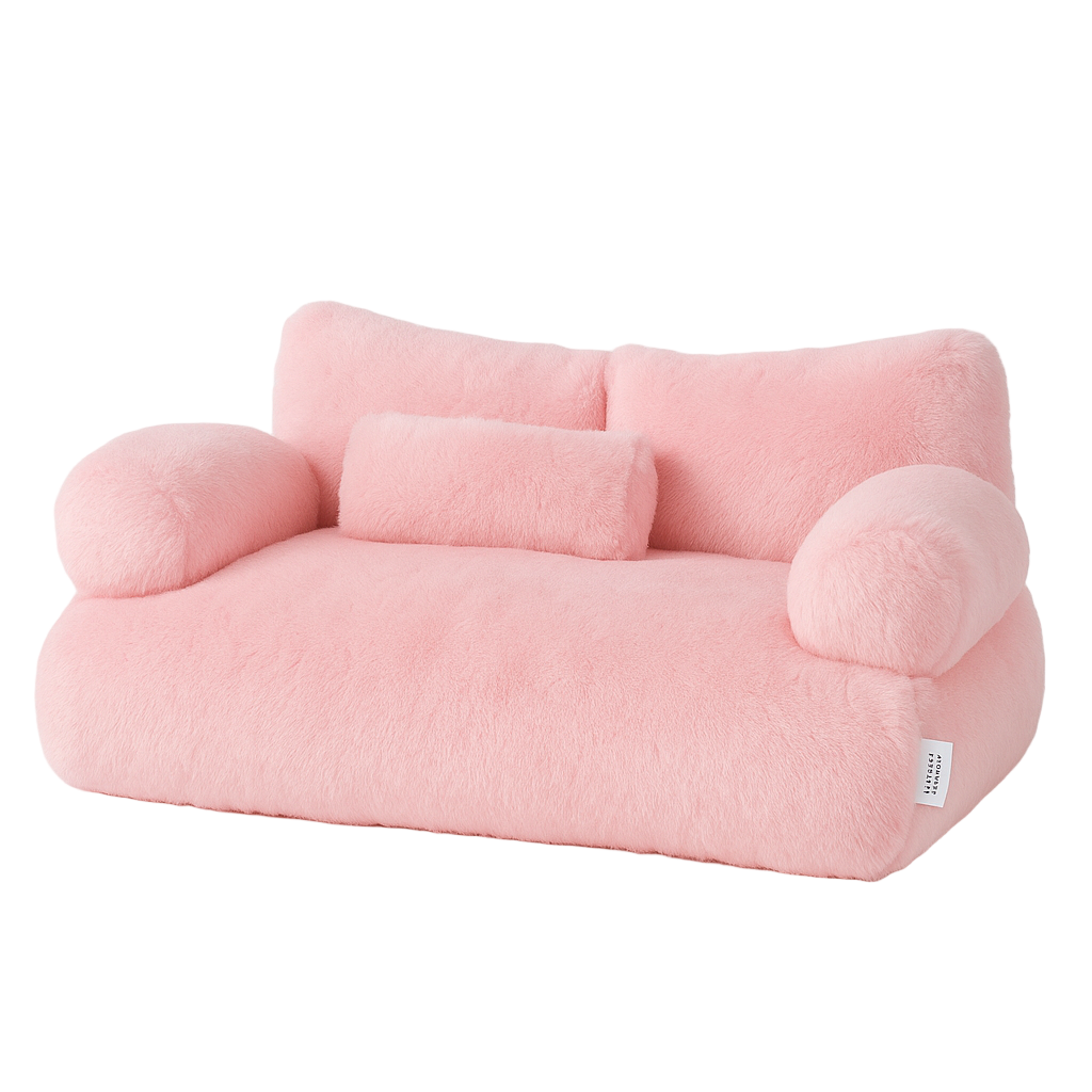 Pink inflatable sofa on a white background